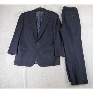 Chester Barrie Savile Row 2pc Suit 42S Hand Tailored England Navy Pinstripe